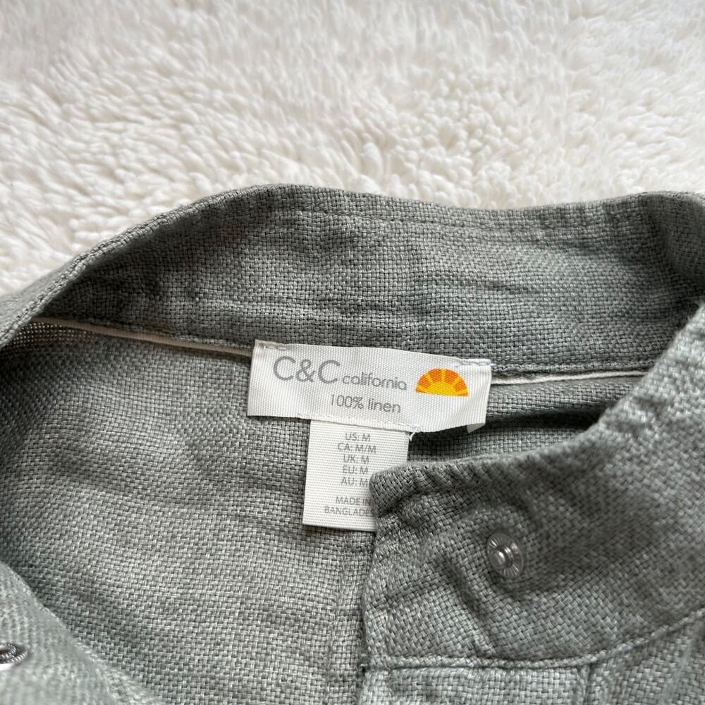 C & C California Linen Utility Jacket Womens M Natural Minimalist Boho Resort - Picture 6 of 6